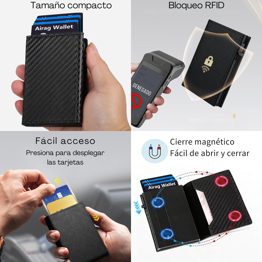 Billetera minimalista con bloqueo antirrobo RFID 2.0