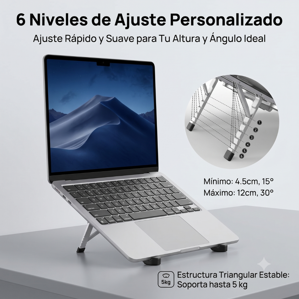 Soporte Plegable y Ajustable para Notebook y Tablet