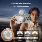 TELESIN C03 Aro de Luz Magnético 360° + Espejo (Compatible con Iphone y Android)