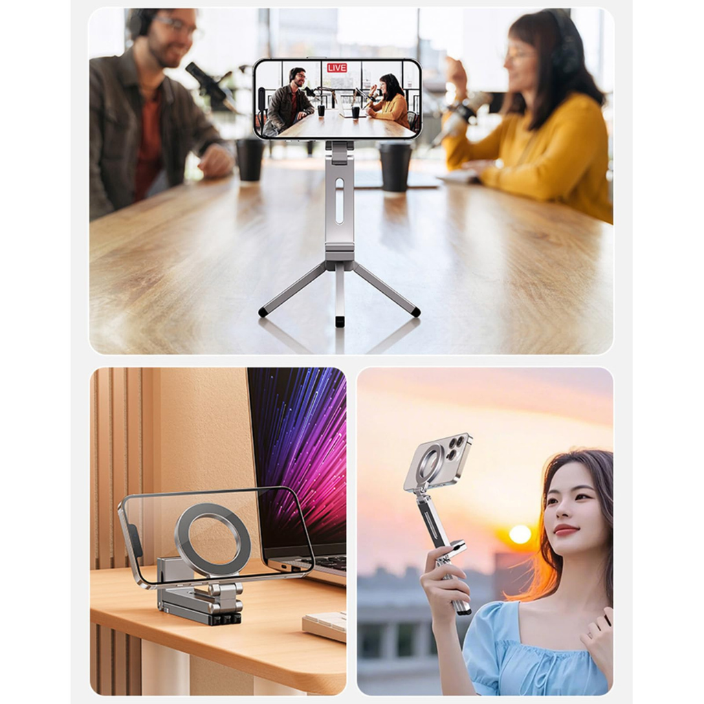 Soporte y Trípode Magnético - Compatible con Todo Celular