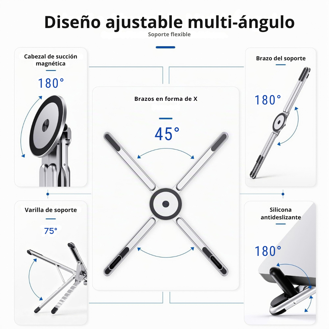 Soporte magnético plegable y ajustable 3 en 1 portátil